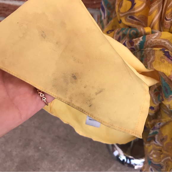 Tibi Chiffon Silk Paisley Maxi Dress Gold Yellow Size 2 - Picture 13 of 13